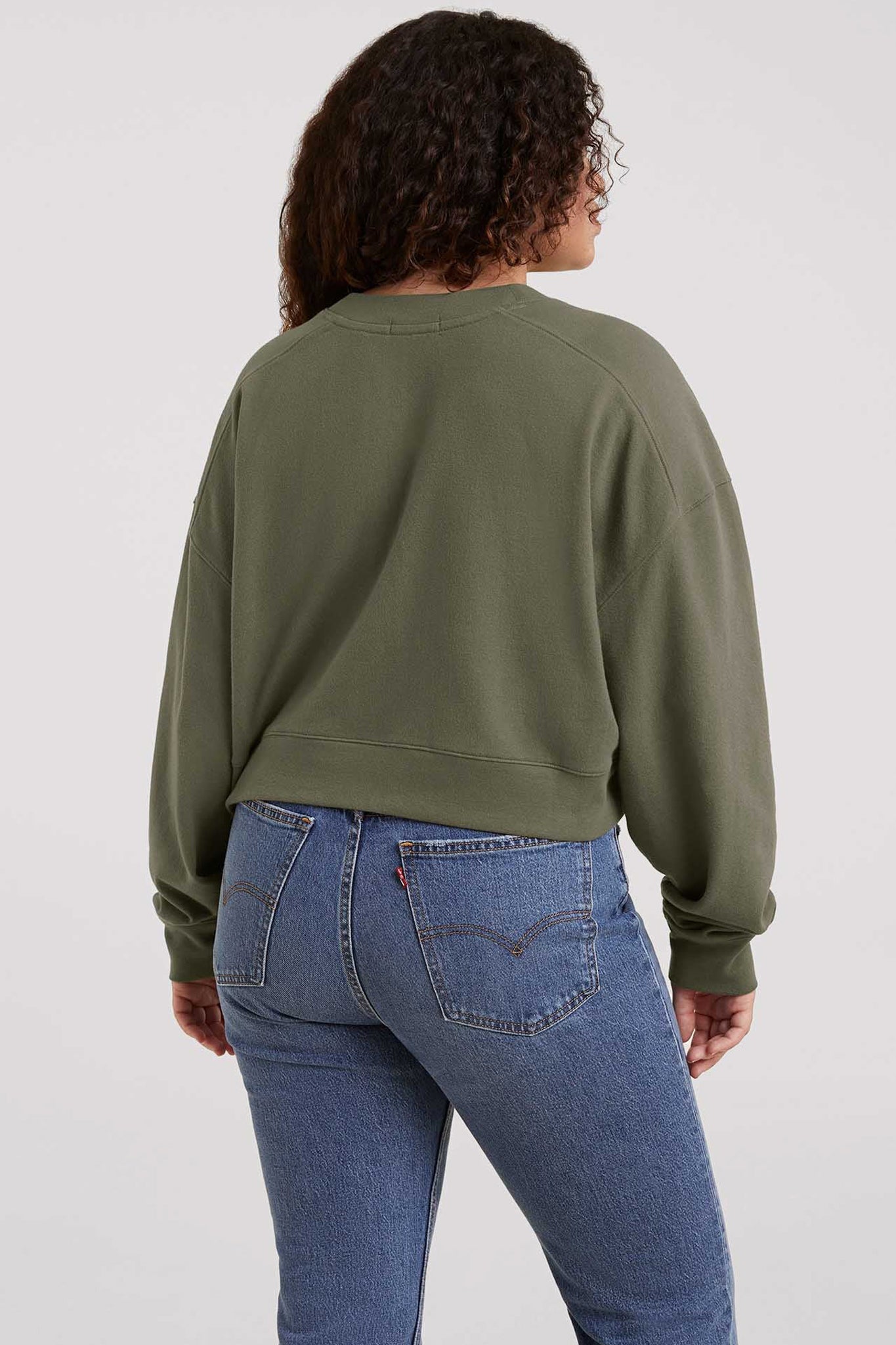 Cropped Crewneck Sweatshirt | Olive