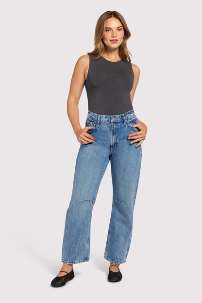 Cotton Stretch Classic Crewneck Tank Bodysuit | Heather Charcoal