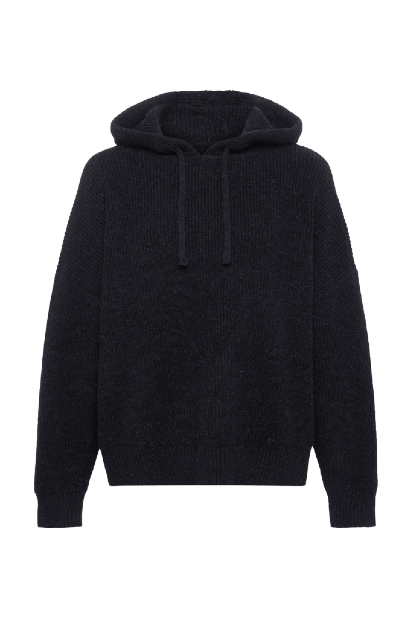 Cozy Knit Ribbed Sweater Hoodie | Black