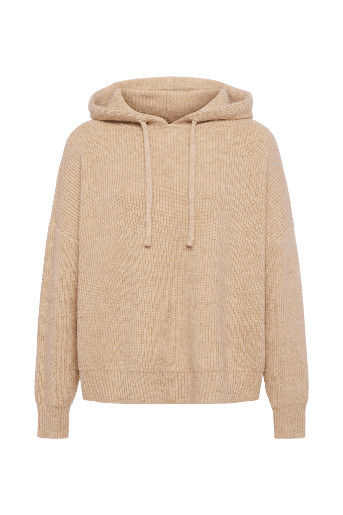 Cozy Knit Ribbed Sweater Hoodie | Heather Oat