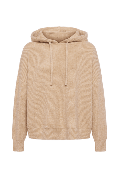 Cozy Knit Ribbed Sweater Hoodie | Heather Oat