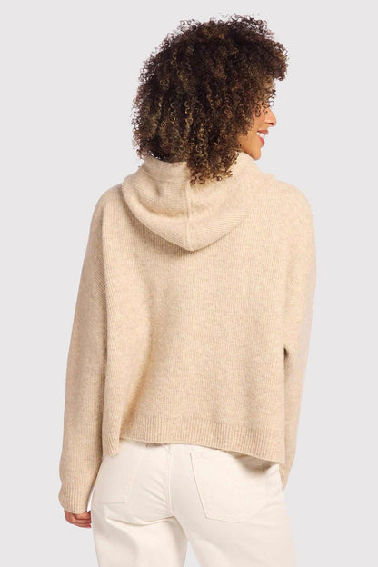 Cozy Knit Ribbed Sweater Hoodie | Heather Oat
