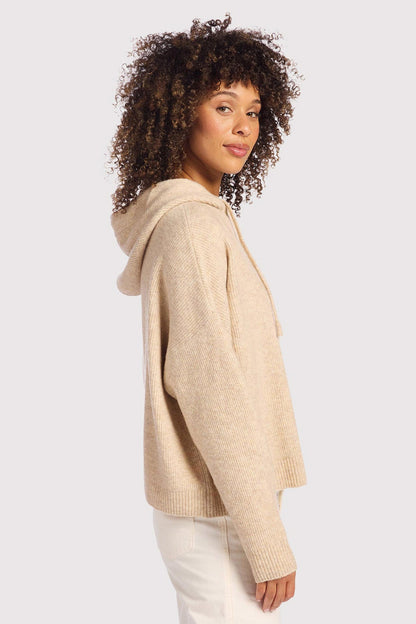 Cozy Knit Ribbed Sweater Hoodie | Heather Oat