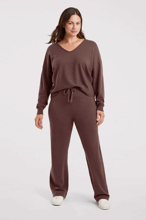 Luxe Knit Wide Leg Pant | Coffee