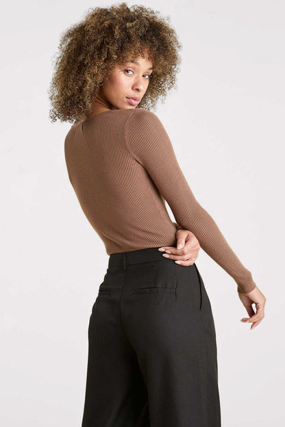 Sweetheart Sweater Bodysuit | Chocolate