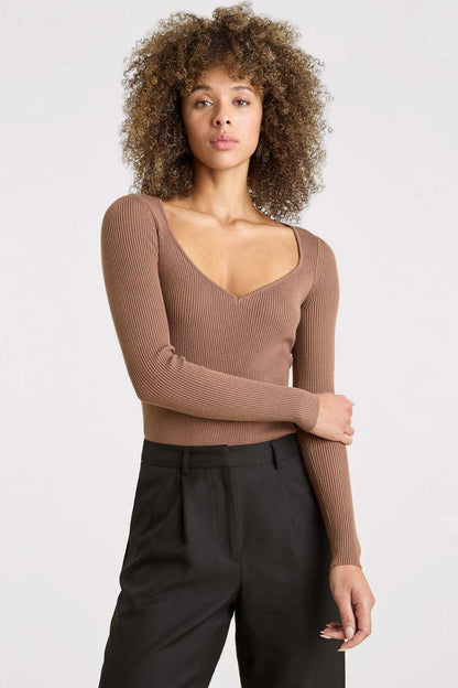 Sweetheart Sweater Bodysuit | Chocolate