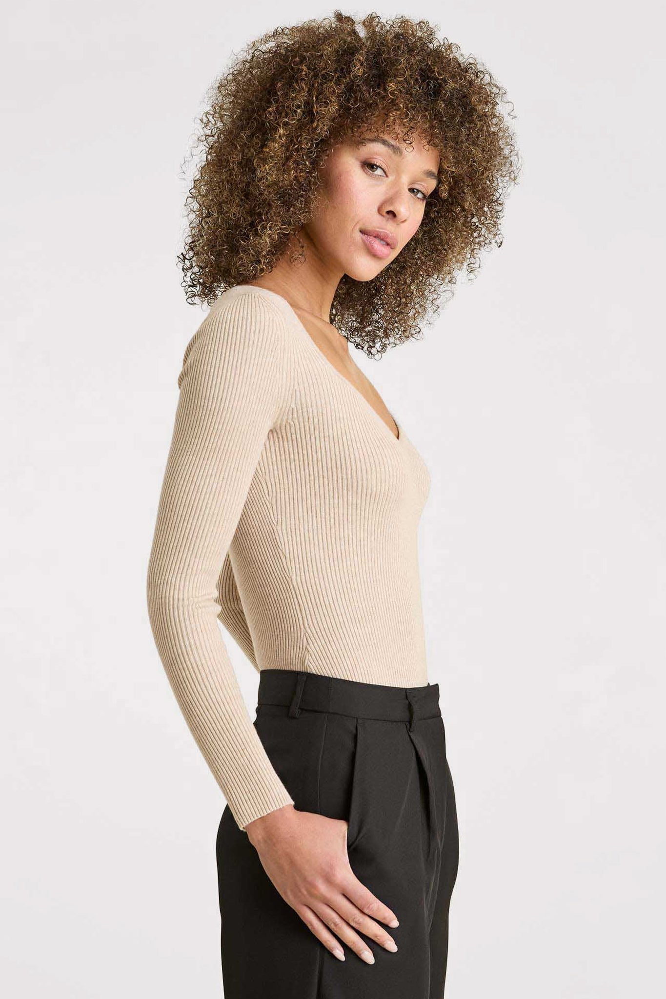Sweetheart Sweater Bodysuit | Heather Oat