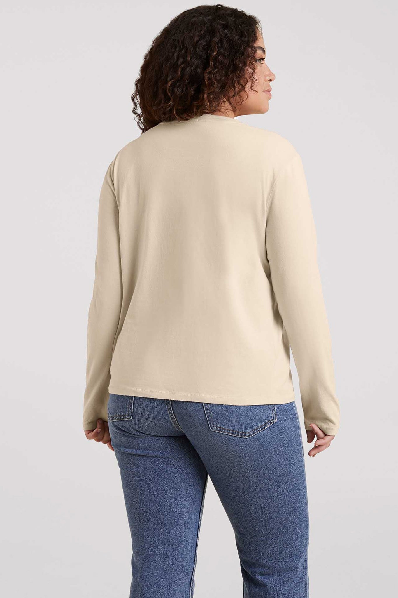 Vintage Cotton Long Sleeve Everyday T-Shirt | Bone
