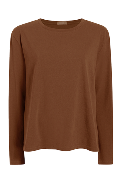 Vintage Cotton Long Sleeve Everyday T-Shirt | Chocolate