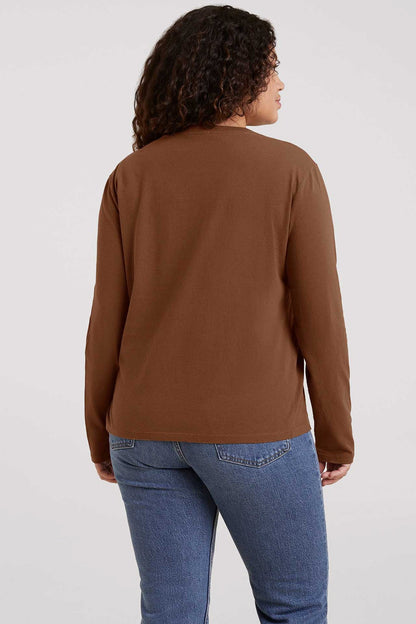 Vintage Cotton Long Sleeve Everyday T-Shirt | Chocolate