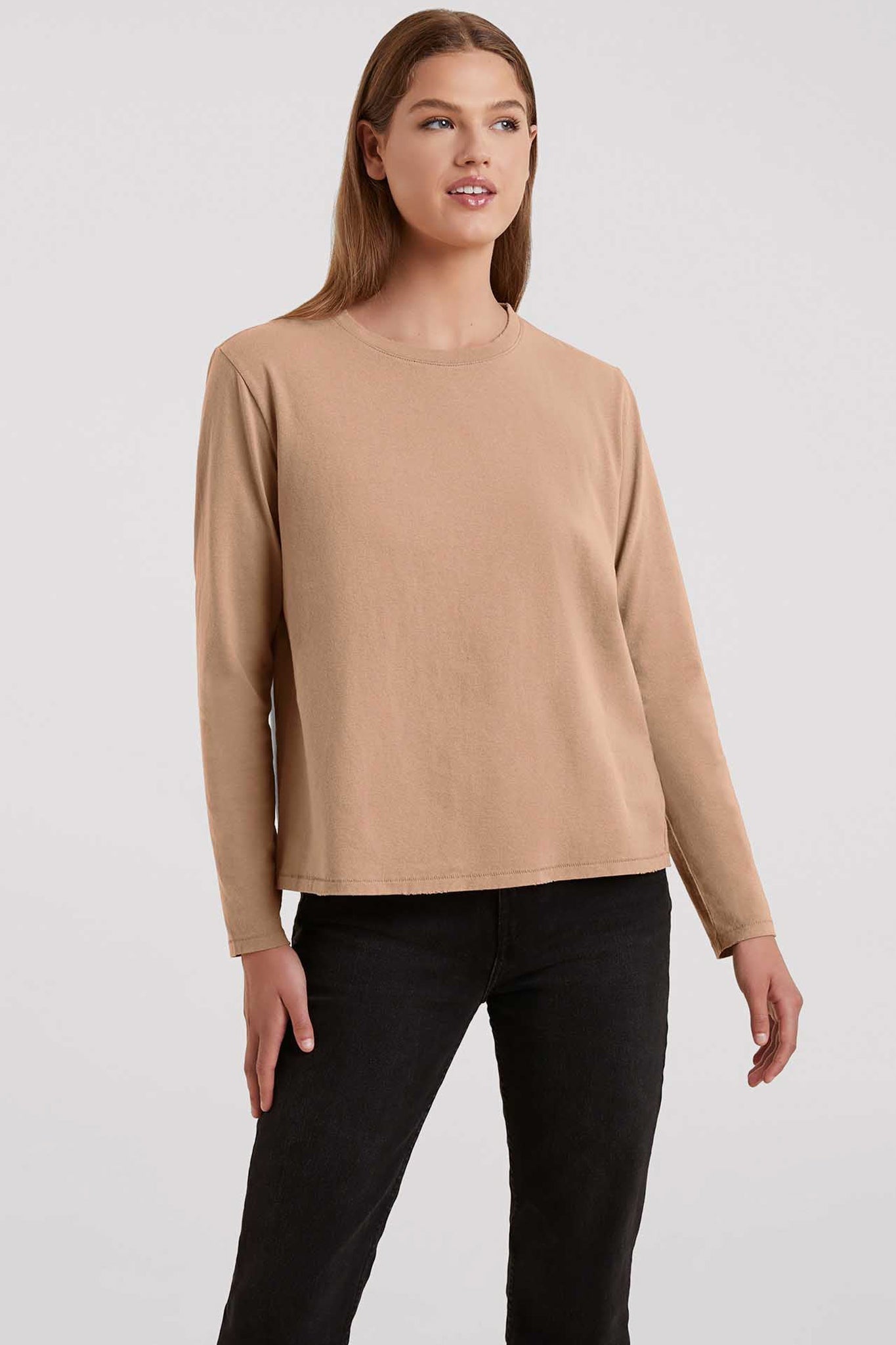 Vintage Cotton Long Sleeve Everyday T-Shirt | Cinnamon