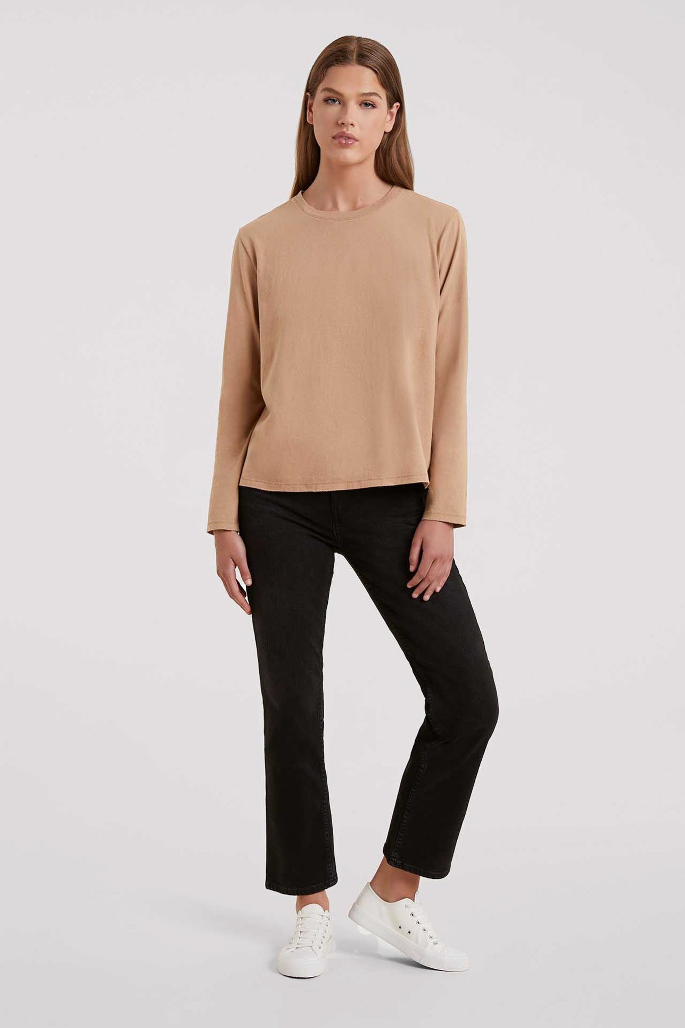 Vintage Cotton Long Sleeve Everyday T-Shirt | Cinnamon