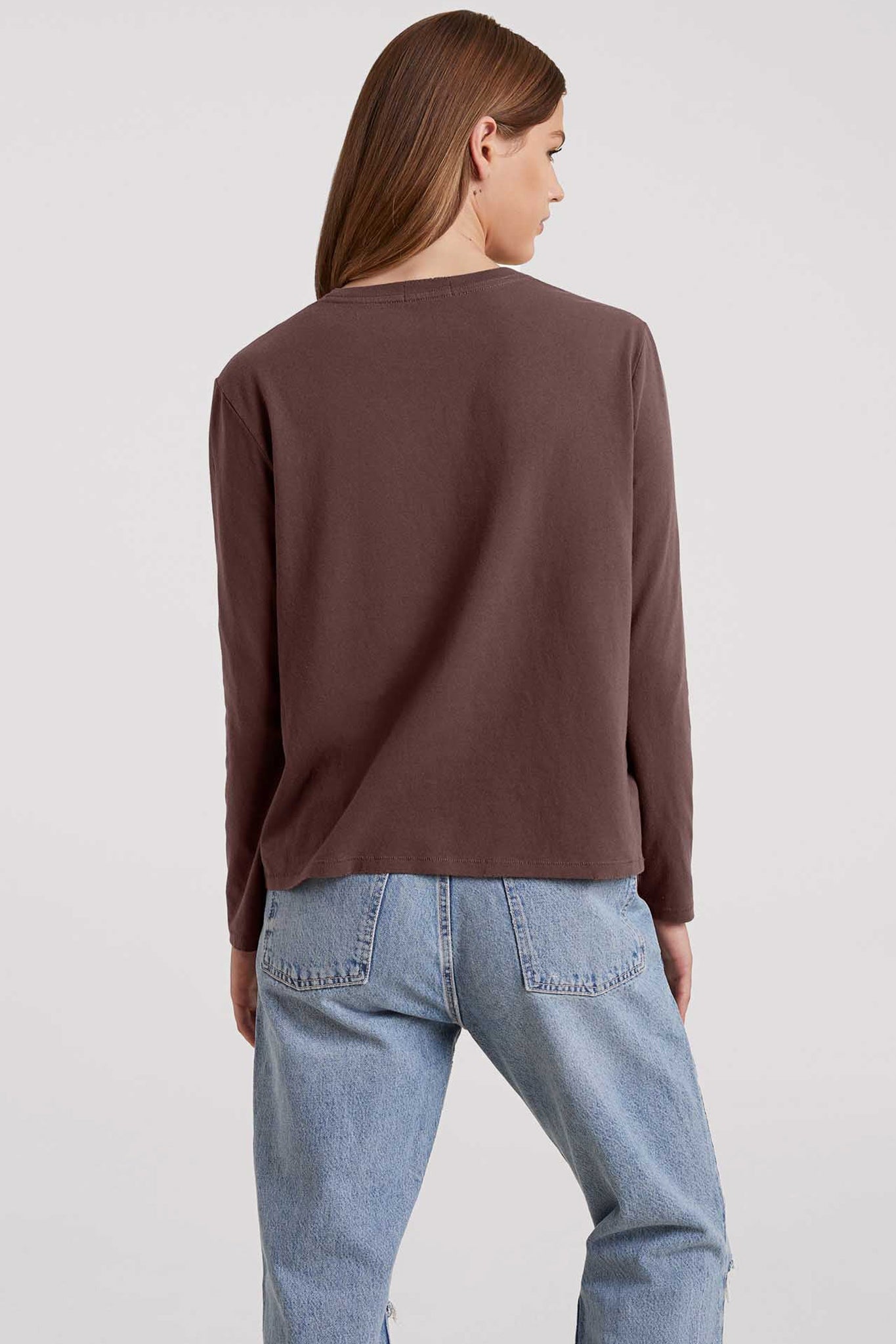 Vintage Cotton Long Sleeve Everyday T-Shirt | Coffee