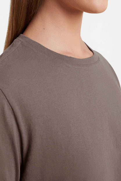 Vintage Cotton Long Sleeve Everyday T-Shirt | Mocha