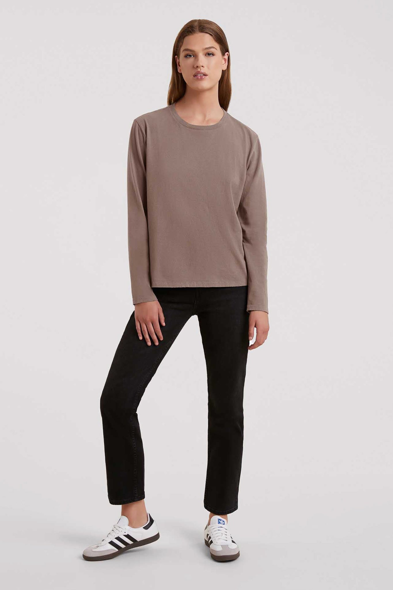 Vintage Cotton Long Sleeve Everyday T-Shirt | Mocha