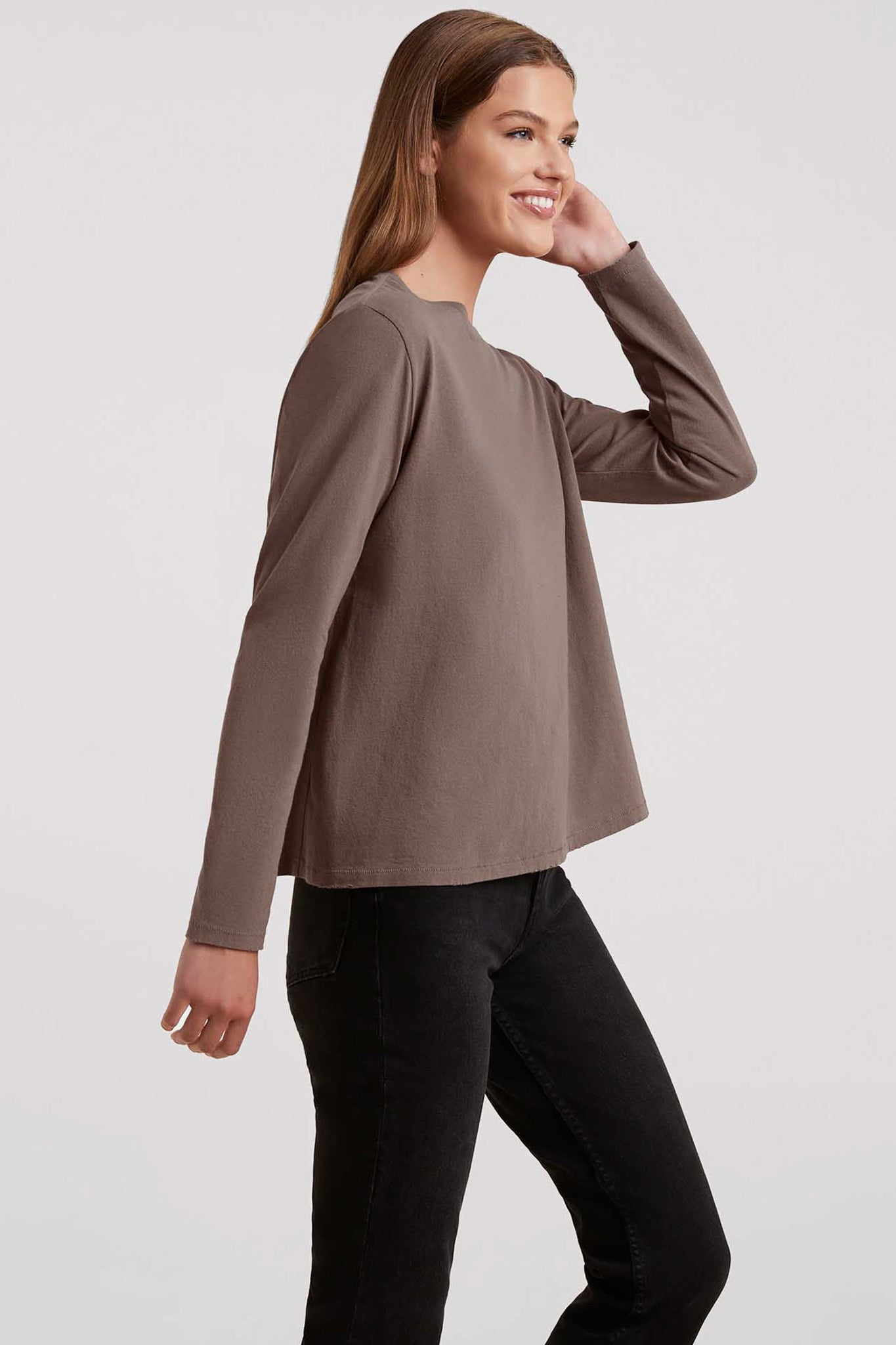 Vintage Cotton Long Sleeve Everyday T-Shirt | Mocha