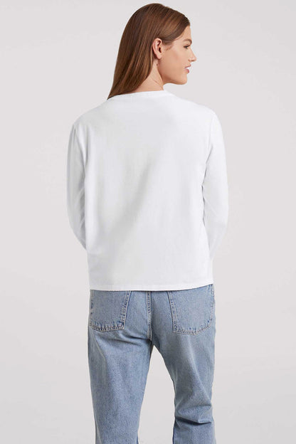 Vintage Cotton Long Sleeve Everyday T-Shirt | White