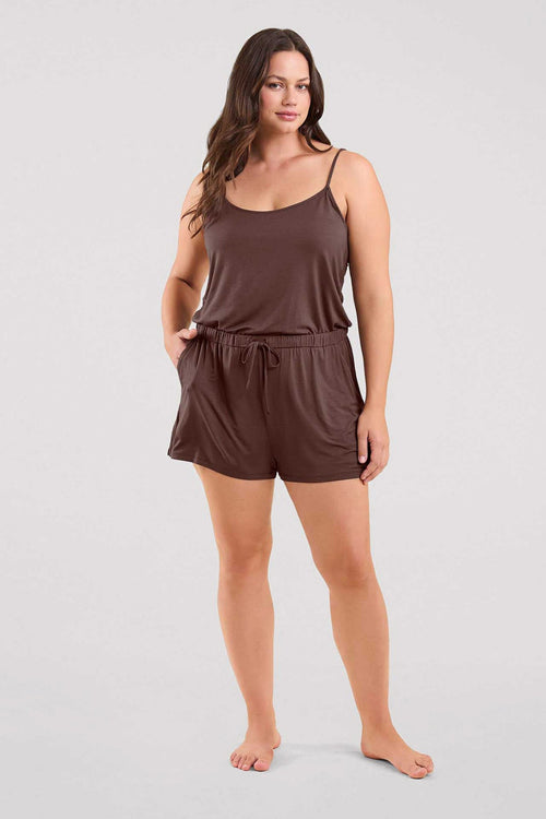Sleep Romper | Coffee