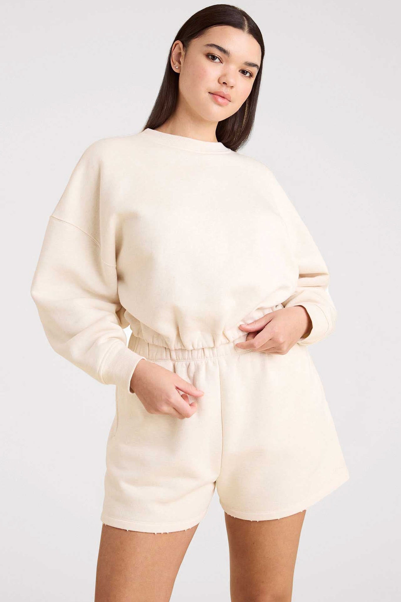 Vintage Fleece Cinch Waist Sweatshirt | Heather Bone