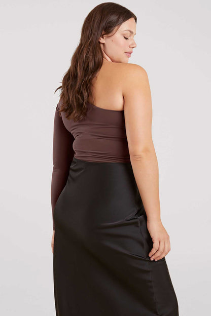 One Shoulder Bodysuit | Coffee
