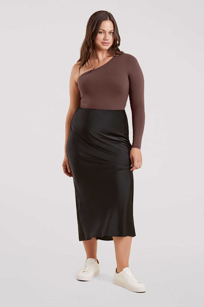 One Shoulder Bodysuit | Coffee