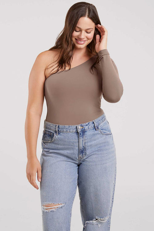 One Shoulder Bodysuit | Mocha