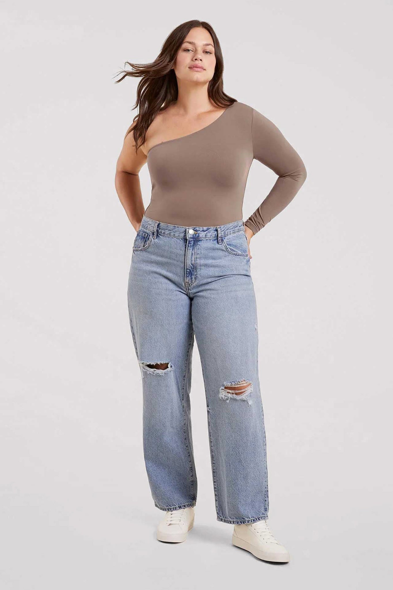 One Shoulder Bodysuit | Mocha