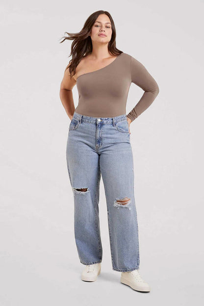 One Shoulder Bodysuit | Mocha