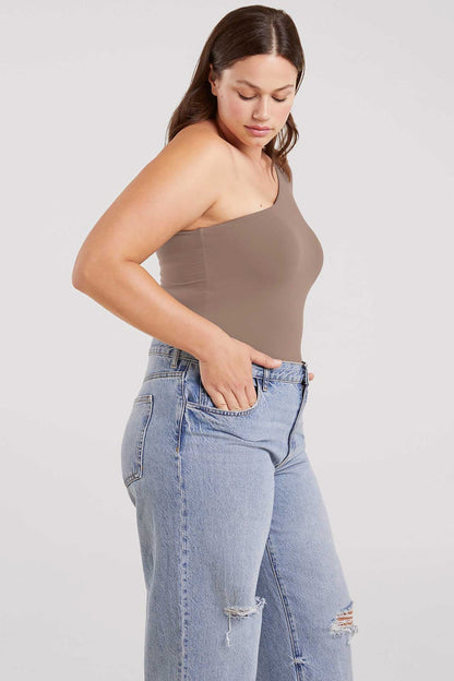 One Shoulder Bodysuit | Mocha