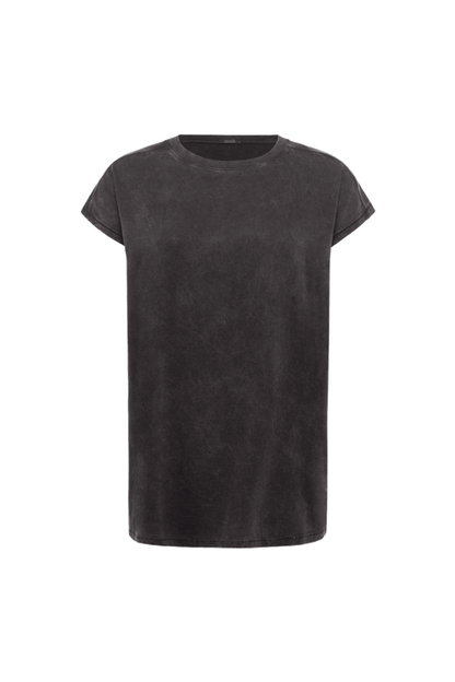 Soft Cotton Tunic Muscle Tee | Washed Black