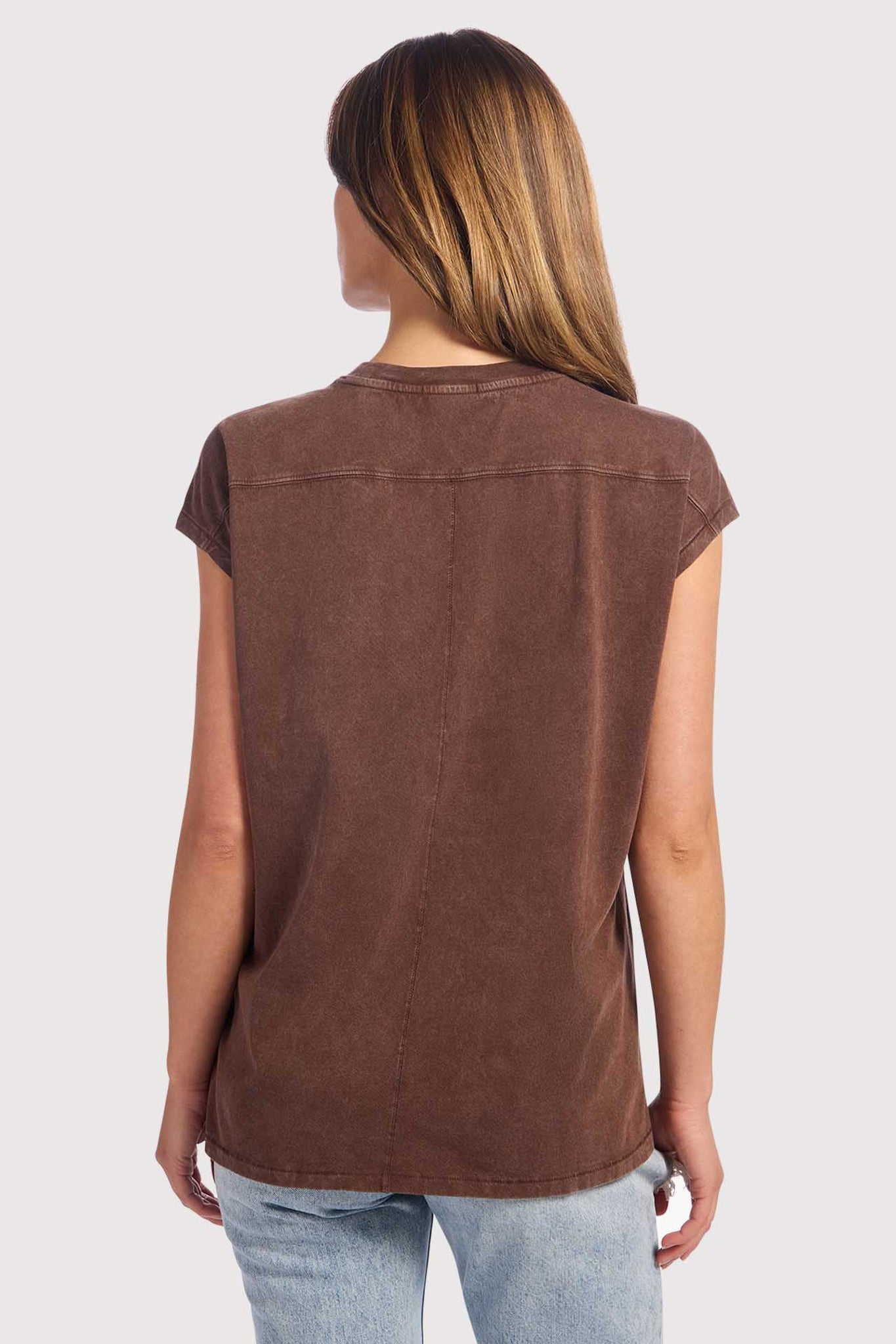 Soft Cotton Tunic Muscle Tee | Washed Coffee