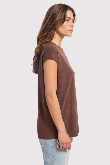 Soft Cotton Tunic Muscle Tee | Washed Coffee