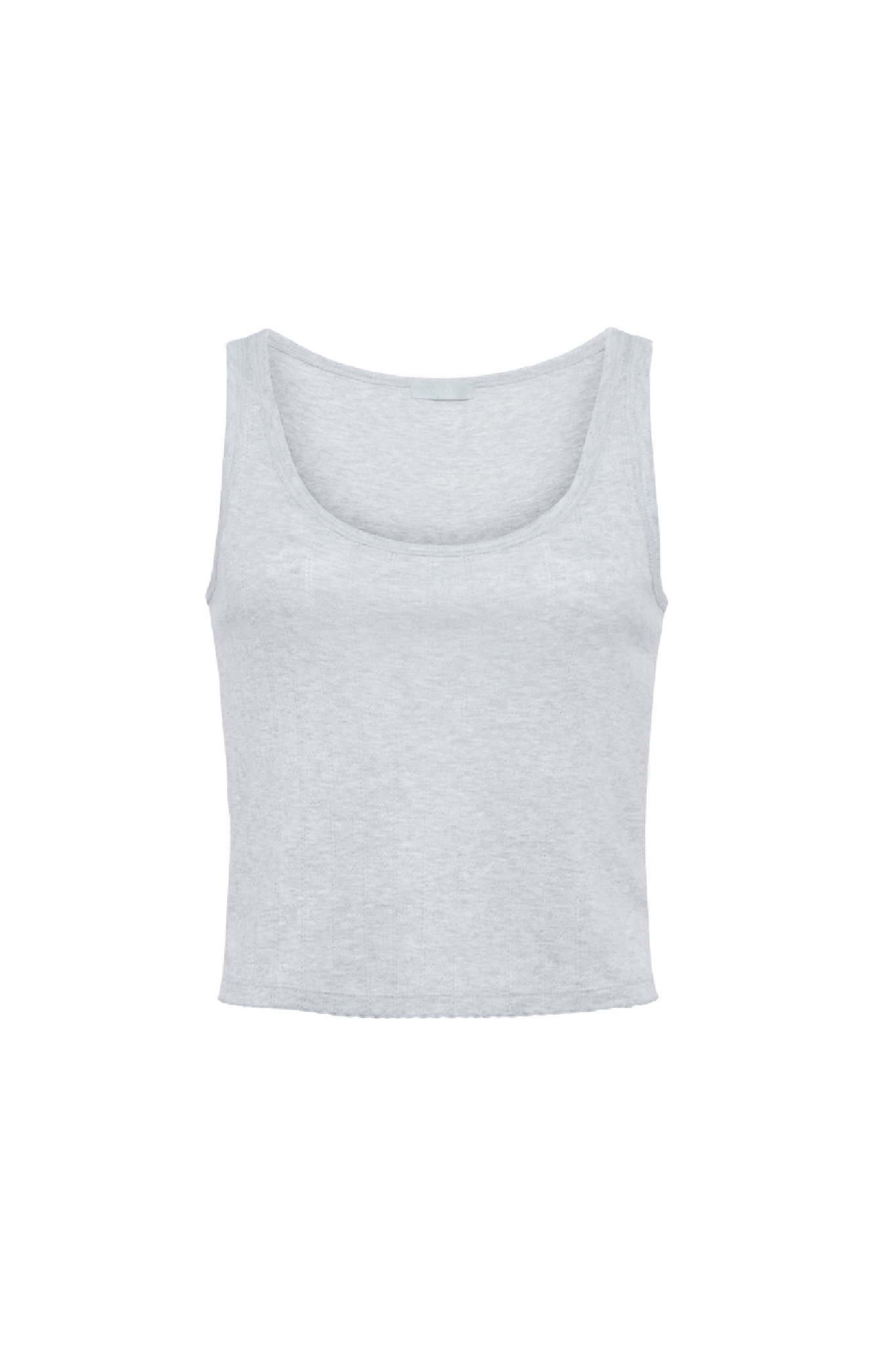 Heart Pointelle Pajama Scoop Tank | Heather Grey