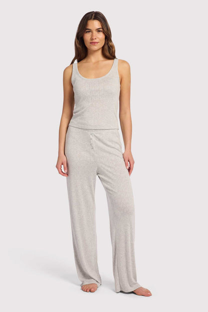 Heart Pointelle Pajama Scoop Tank | Heather Grey