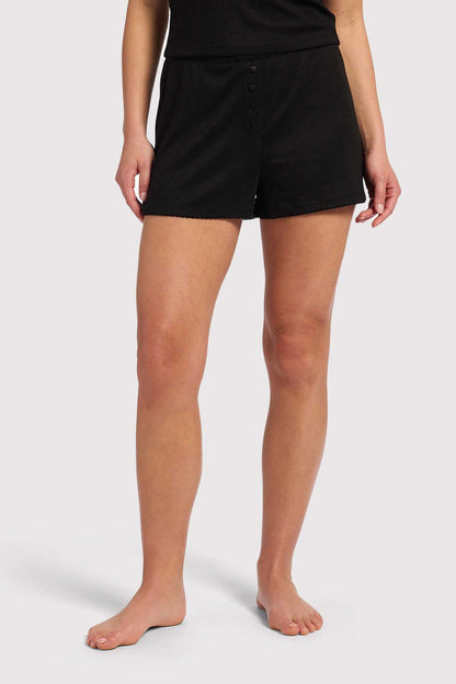 Heart Pointelle Pajama Cheeky Short | Black