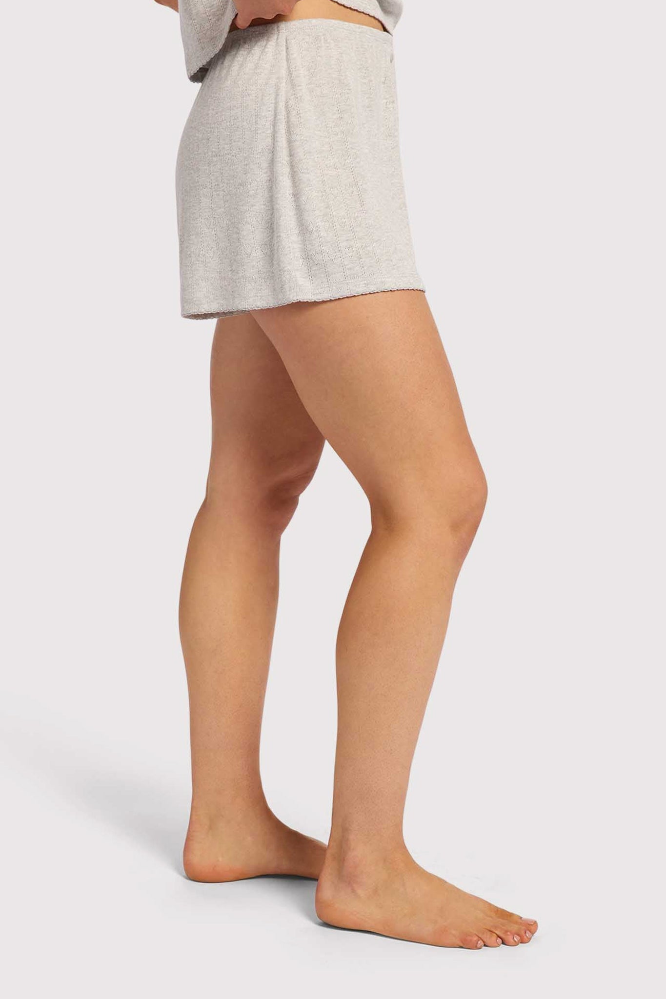 Heart Pointelle Pajama Cheeky Short | Heather Grey