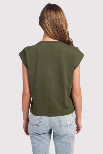 Soft Cotton V-Neck Muscle Tee | Darkest Olive