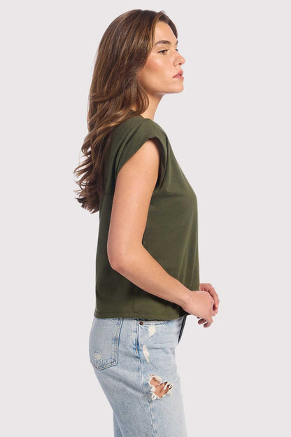 Soft Cotton V-Neck Muscle Tee | Darkest Olive
