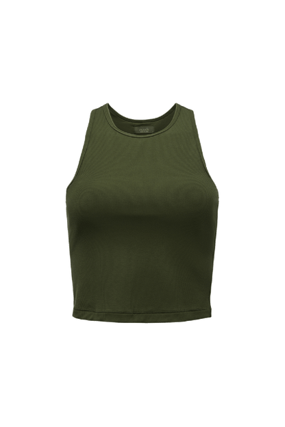 Sporty Rib Racer Tank | Darkest Olive