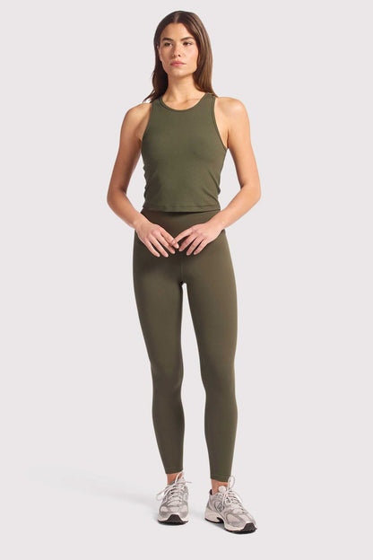 Sporty Rib Racer Tank | Darkest Olive