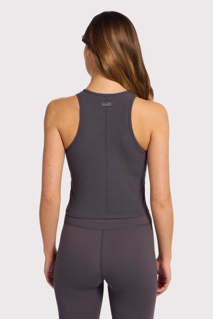 Sporty Rib Racer Tank | Graphite