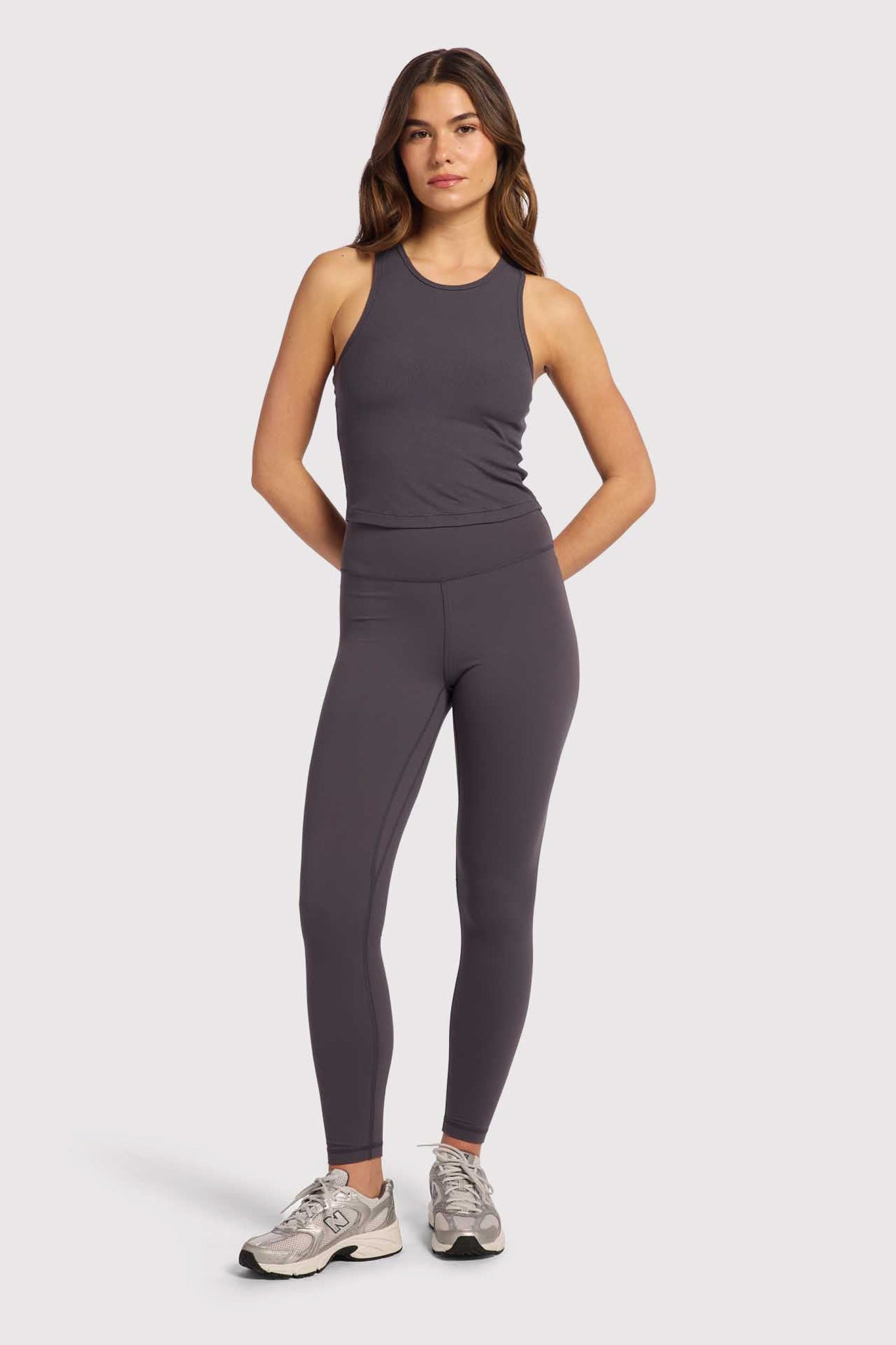 Sporty Rib Racer Tank | Graphite