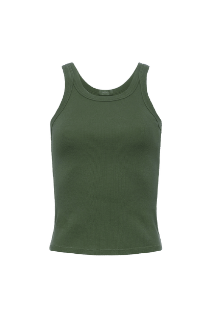 Essential Rib Tank | Darkest Olive
