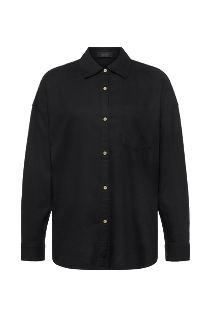 Linen Boyfriend Shirt | Black