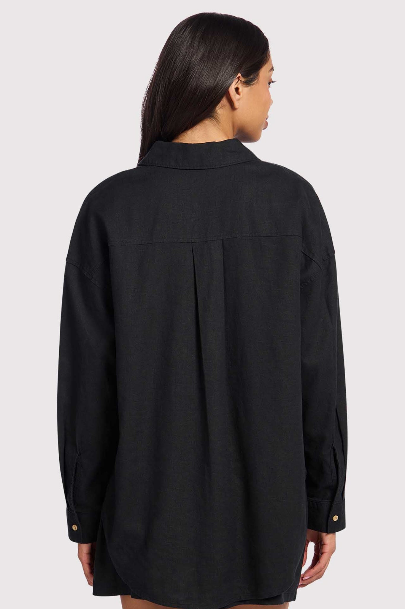 Linen Boyfriend Shirt | Black