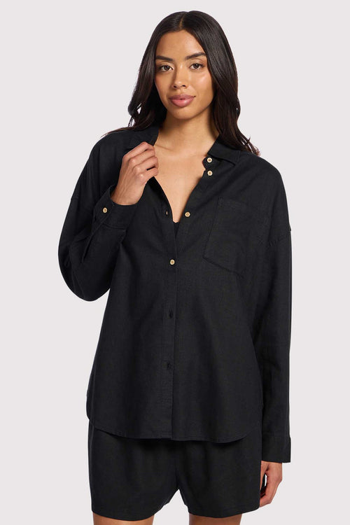 Linen Boyfriend Shirt | Black