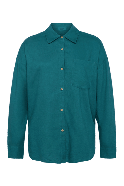 Linen Boyfriend Shirt | Faded Lagoon