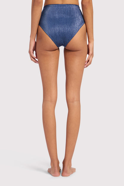 Shimmer High Waist Bikini Bottom | Navy