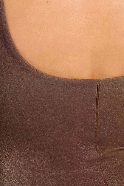 Shimmer Square Neck One Piece | Coffee
