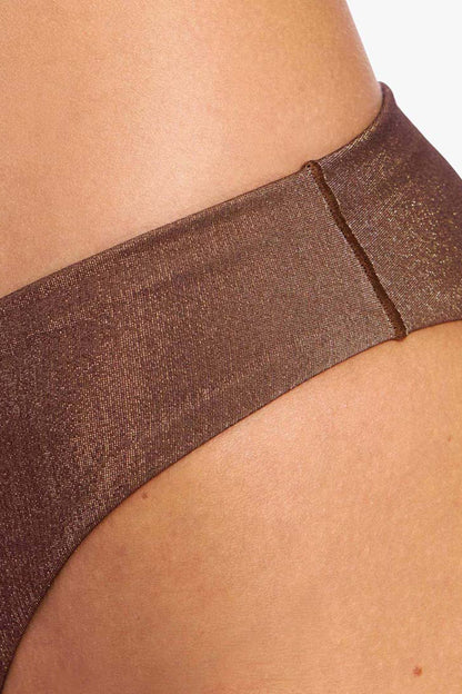 Shimmer Low Waist Bikini Bottom | Coffee